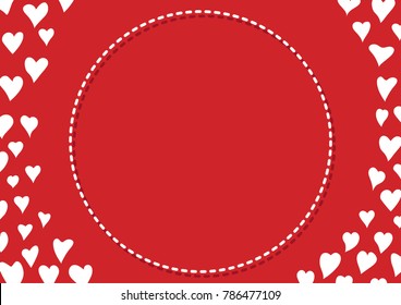Circle surrounded by hearts use as wedding or valentine card flat style