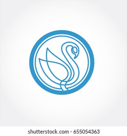 Circle swan line art illustration logo design inspiration