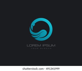 Circle Swan Logo Vector