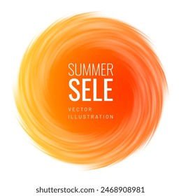 Circle swirl effect badge concept of the sun in orange color. Rough round of warm bright color is an energetic dynamic element