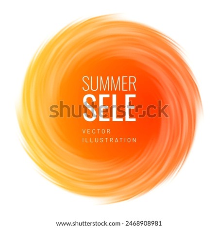 Circle swirl effect badge concept of the sun in orange color. Rough round of warm bright color is an energetic dynamic element