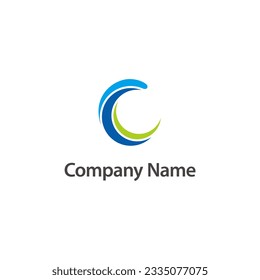 : Circle swirl letter c colored company logo vector image