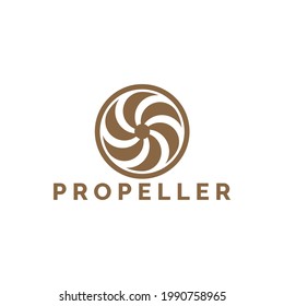Modelo del logotipo de la tecnología de propulsor de aire girado en círculo en la ilustración de un monograma de diseño plano  