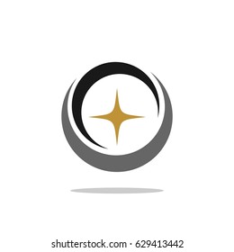 Circle Swoosh with Sparkling Star Logo Template Illustration Design. Vector EPS 10.