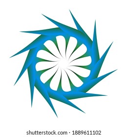 Circle symbol design with pointed sides. Abstract circles in sharp blue color
