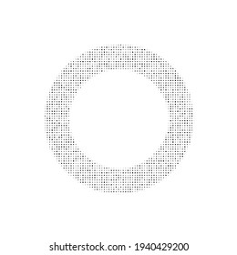 The circle symbol filled with black dots. Pointillism style. Vector illustration on white background