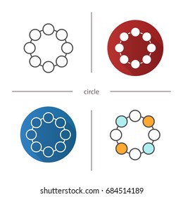 Circle symbol icon. Flat design, linear and color styles. Community concept. Isolated vector illustrations