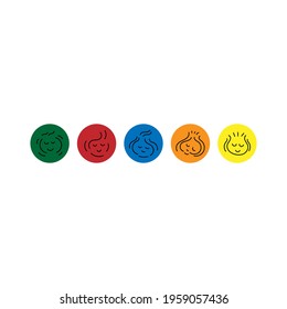 Circle symbol, Smiling child face on colorful background.