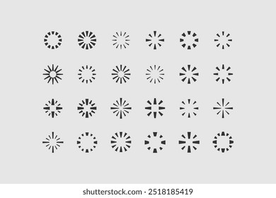 Símbolo de círculo com trapézio. Conjunto de 24 formas geométricas. Sinal de design linear bonito. Elemento linear abstrato moderno de estilo e figura geométrica gráfica.