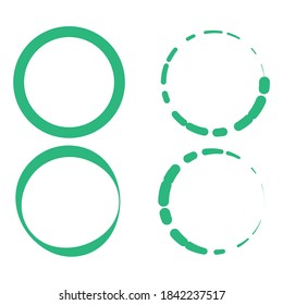Icono de vector de símbolo circular con línea de puntos. Con ilustración verde.