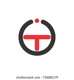 Circle with T letter logo design vector