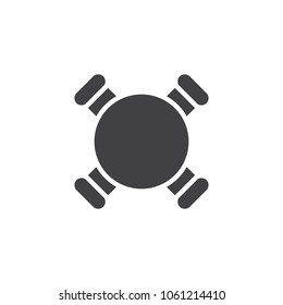 Circle table and chairs top view vector icon. filled flat sign for mobile concept and web design. Furniture simple solid icon. Symbol, logo illustration. Pixel perfect vector graphics