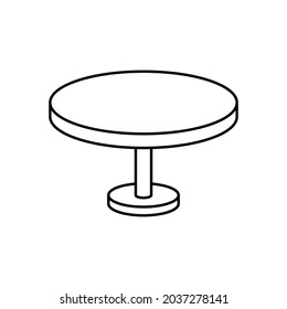Circle table icon. Simple outline style. Round, pictogram, furniture, office, sign, conference, meeting, web, symbol, interior concept. Vector design illustration isolated on white background. EPS 10