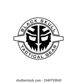 Circle Tactical skull Defense logo design template for military, armory, tactical, gear, shop, weapon, army, and other