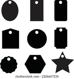 circle tag on white background. blank cardboard shopping labels with strings. flat style.
