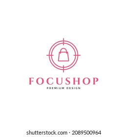 circle target focus with shop bag logo symbol icon vector graphic design illustration idea creative 