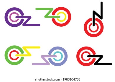 Circle target logo. OZ, OOz, CZ, CZ mit einfachem, leistungsstarkem Logo-Symbol für die Markenbildung, Vector eps10