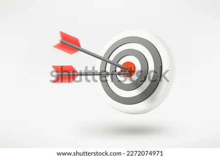Circle target and two darts in the bulls eye. Success concept. 3d vector