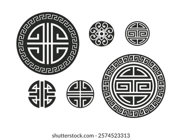 Circle tattoo design. Polynesian circle tattoo design aboriginal samoan. Black color design, Isolated vector illustration.