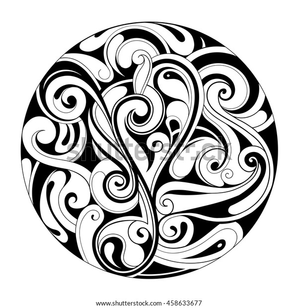 Circle Tattoo Shape Maori Ethnic Style Stock Vector (Royalty Free ...