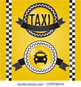 Circle taxi icon, with yellow background vector illustration