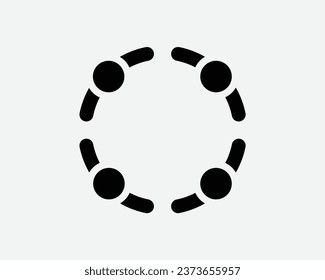 Circle Teamwork Icon Top View Community Collaborate Collaboration Work Working Team Support Black White Shape Line Outline Sign Symbol EPS Vector