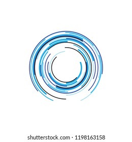 circle tech icon with dynamic style, technology logo icon concept.