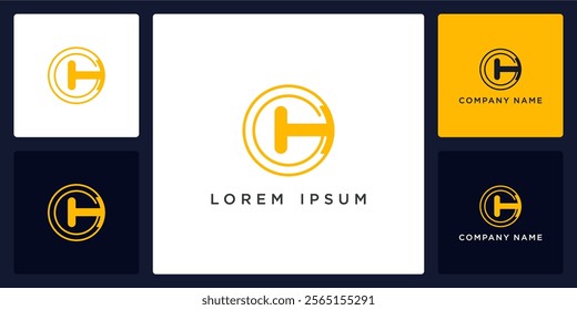circle tech with letters H logo design and icon