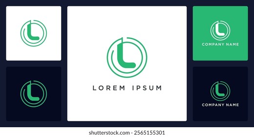 circle tech with letters L logo design and icon