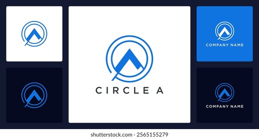 circle tech with letters A logo design and icon