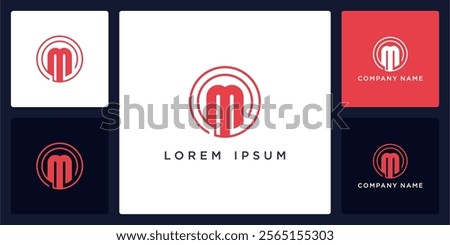 circle tech with letters M logo design and icon