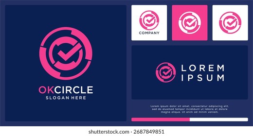 Circular design de logotipo técnico com marca de seleção