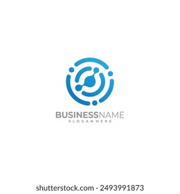 Circle Tech Logo line connection concept design. Vector illustration