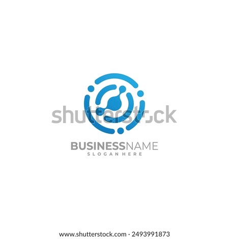 Circle Tech Logo line connection concept design. Vector illustration