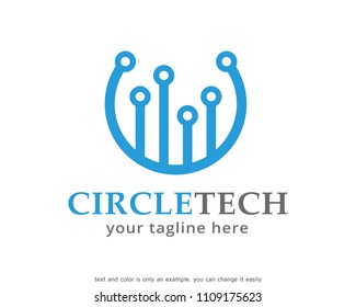 Circle Tech Logo Symbol Template Design Vector, Emblem, Design Concept, Creative Symbol, Icon