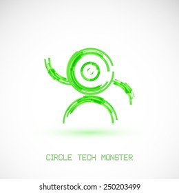 Circle tech monster. Design element.