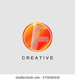 Circle Techno Sun F Letter Logo, kreatives Vector Design Konzept kreisen Sonne mit Band Buchstaben Logo Symbol.