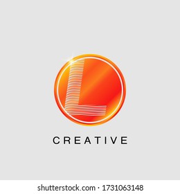 Circle Techno Sun L Letter Logo, creative Vector design concept circle sun with strip alphabet letter logo icon.