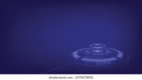 Circle technology 3d pedestal on a dark blue background.Vector illustrations of Futristic digital.