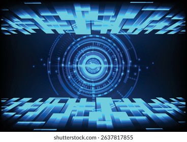 Circle technology abstract background. Concept of futuristic cyberspace graphic design digital pattern network connection, vector shape, electronic interface, high technology, creative wallpaper.