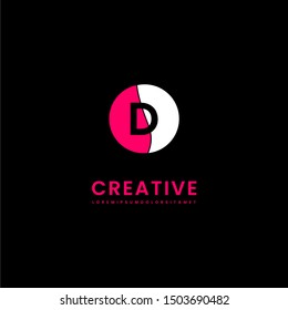 circle technology beauty D logo letter creative design in pink and white color.