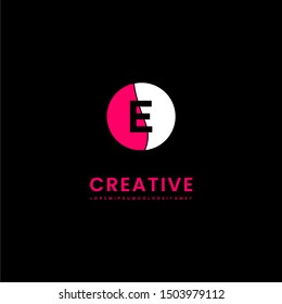 circle technology beauty E logo letter creative design in pink and white color.