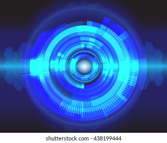 Circle technology blue light digital design background vector illustration.