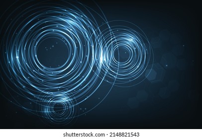 Circle technology dark blue overlay concept.Circular geometric shape technology background.