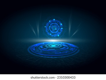 Circle technology, different ring construction concept, technical advance representation, and beam of greatness, vector illustration for background design.