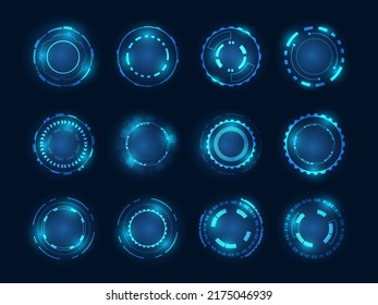 Conjunto de elementos de tecnología de círculo. Concepto de interfaz hud futurista.Estilo superpuesto azul.