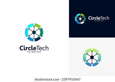 Circle technology icon logo design vector, technology logo design template