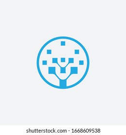 Circle technology icon. Vector tech logo. Stock illustration