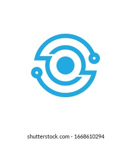 Symbol für Schaltkreistechnik. Vektorillustration-Tech-Logo. Netzwerk, Internet, Kommunikationssymbol. Abstraktes Technologie-Logo. Stockillustration