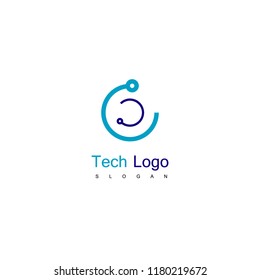 Circle Technology Logo, Circuit Icon Design